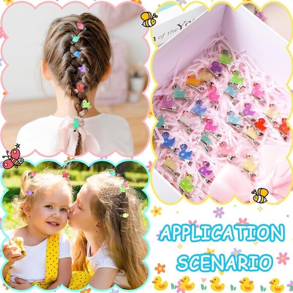 Mini Resin Duck Hair Clips 100 Pack Cute Luminous Wearable for Women and Kids main image 2